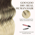 GOO GOO Tape in Hair Extensions Human Hair, 9/60 Balayage Ash Brown to Platinum Blonde, 20inch 50g 20pcs, Skin Weft Seamless Invisible, Silky Straight with Thick Ends, Remy Human Hair