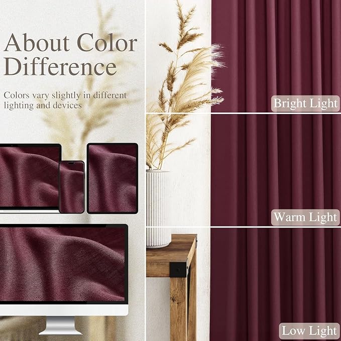 Burgundy Linen 112 Inch Curtains - Image 3