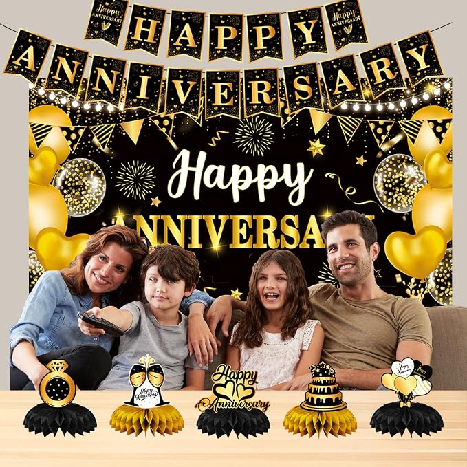 Happy Anniversary Decorations, Backdrop 5.9 x 3.6Ft - Image 5
