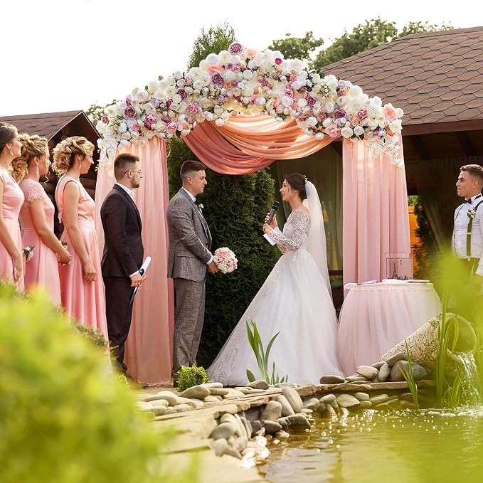Blush Wedding Arch Draping Fabric Backdrop Drapes Sheer 2 Panels | 28.7"x20FT - Image 5