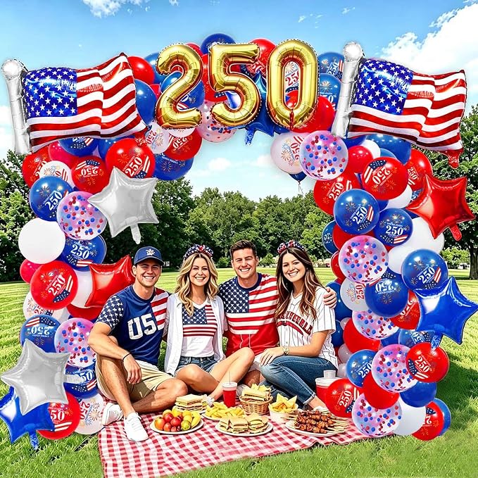 104 PCS Red White and Blue Balloon Garland Arch Kit, 4th of July Balloon Arch - Image 3