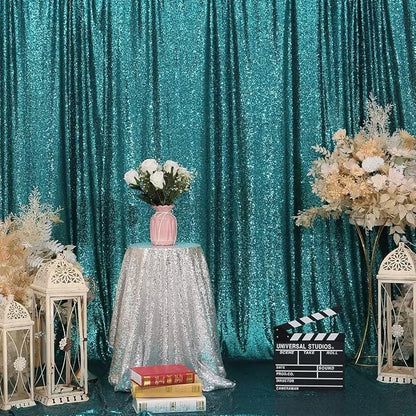 Eternal Beauty Teal 3mm Sequin Backdrop 8x10 Ft - Image 4