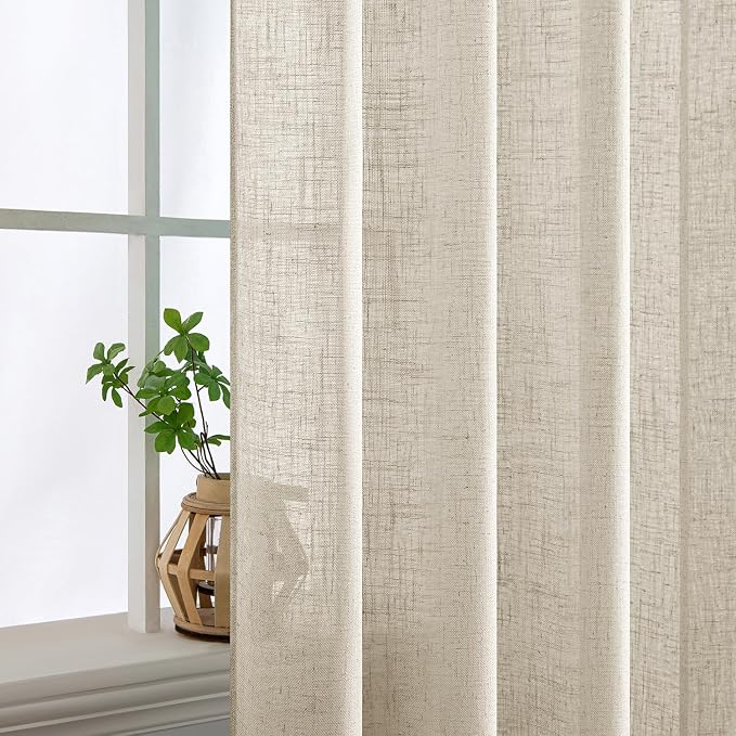 MIULEE Cream Linen Curtains 52x108 Inches Long - Image 5