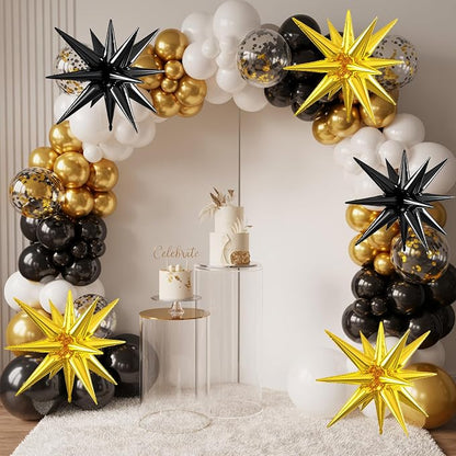 Black Gold Star Balloons, 22/27 Inch Black and Gold Star Foil Balloons - Image 4