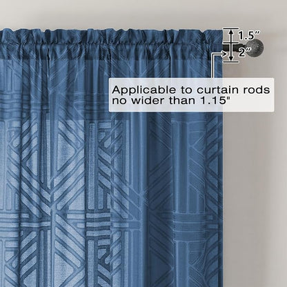 Simplebrand Semi Sheer Dusty Blue Curtains 84 Inches Long 2 Panels, Light - Image 5