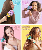KTKUDY Detangling Brush Getting Knots Out without Pain - Boar Bristles HairBrush Make Hair Shiny & Healthier Vented Detangler Brush for Women Men Kids Wet and Dry Hair (Rainbow & Yellow-Purple)