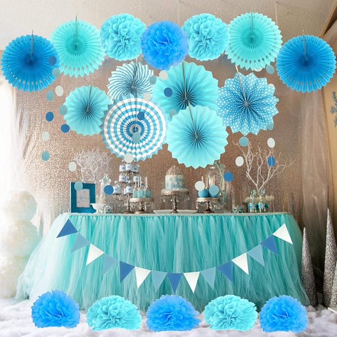 Party Decoration, Pom Poms Flowers, Garlands String Polka Dot and Triangle - Image 6