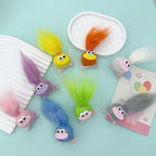 Fluffy Ball Hair Clip - 8Piece Crazy Hair Day Accessories Hair Clips Barrettes with Sausage Mouth, Set of Cute Baby Bobby Pins In 8 Colors, Cartoon Funny Soft Ball Hair Clips for Girls