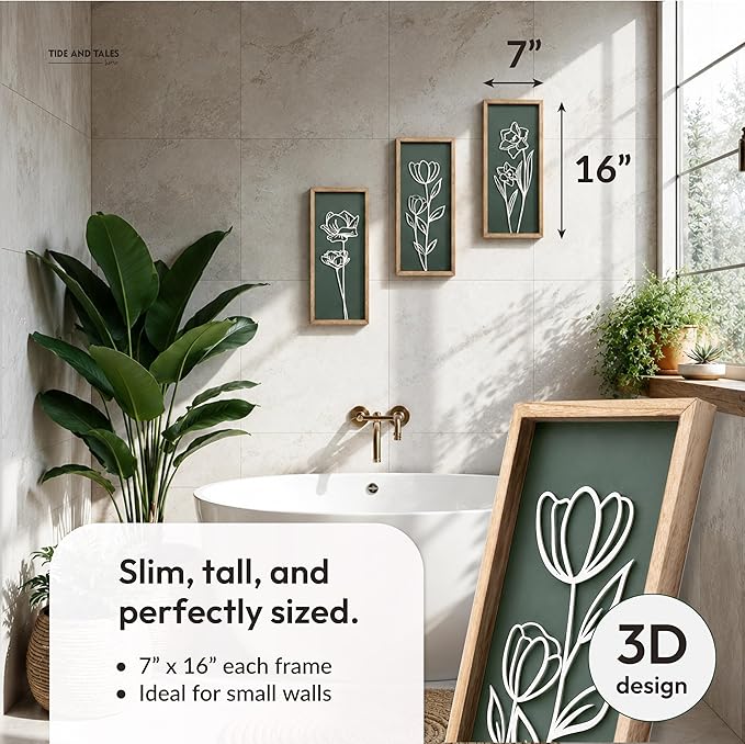 Tide and Tales 3d Green Wall Art, Wooden Botanical Wall Decor, Lightweight - Image 2