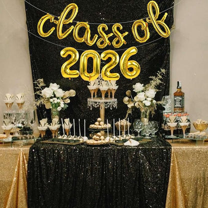TONIFUL Gold Cursive Class of 2026 Graduation Balloon Banners 2026 commencement - Image 6