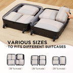 6 Set Compression Packing Cubes for Travel Essentials,Compressible Expandable Packing Cubes for Suitcase,OlarHike Luggage Organizer Bags for Travel,Handy Helper for Organizing Clothes(Beige)