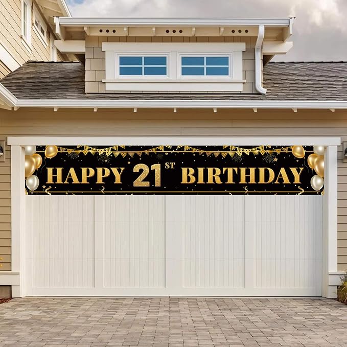 Large Happy 21st Birthday Decoration Banner, 21st Party Decorations Supplies - Image 6