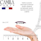 Camila Paris CP3039 French Hair Barrette Clip for Girls, Set of 2 Purple Rubberized Metal Clasp Strong Hold Grip Hair Clips for Women, No Slip Durable Styling Girls Hair Accessories, Made in France