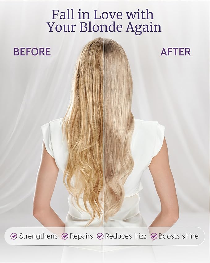 LA PUISSANCE Purple Hair Mask for Blonde Hair, Gray or White Hair - Toner for Blonde Hair Neutralizes Yellow & Brassy Tones - Keratin Purple Mask Deep Conditioning - Hair Toner for Highlighted Hair