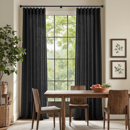 Black Linen Curtains 84 Inch Length - Image 5