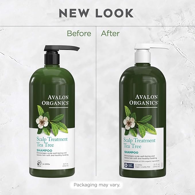 Avalon Organics Scalp Treatment Tea Tree Shampoo, Encourages Scalp Well-Being and Leaves Hair Soft, 32 Fluid Ounces