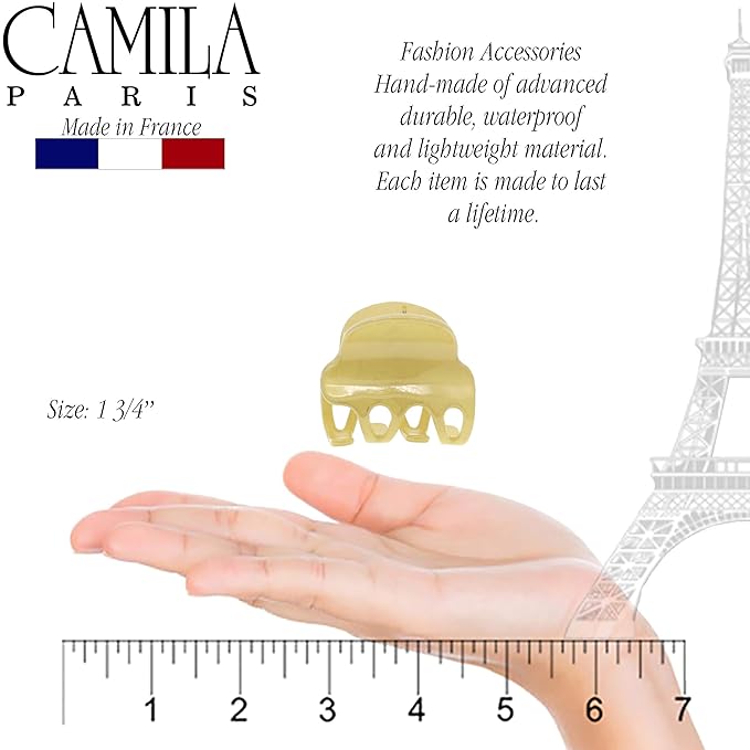 Camila Paris CP3129 French Hair Clip for Women, Small Yellow Girls Hair Claw Clips Fashion Durable Hair Accessories for Women, Luxury Ladies Strong Hold No Slip Grip Clamp, Made in France