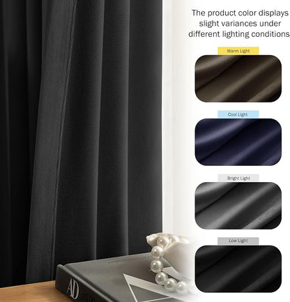 Beauoop Velvet Curtains for Bedroom Living Room Black 52x72 2 Panels | Soft - Image 8