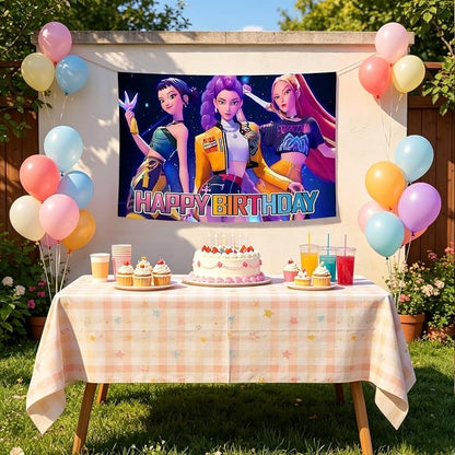 Cartoon Birthday Party Decorations, Happy Birthday Banner Backdrop - Image 7