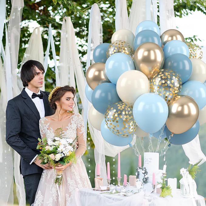 Paready Dusty Blue Balloons, Baby Shower Balloon, 12 Inch Sand White Retro Ice - Image 7