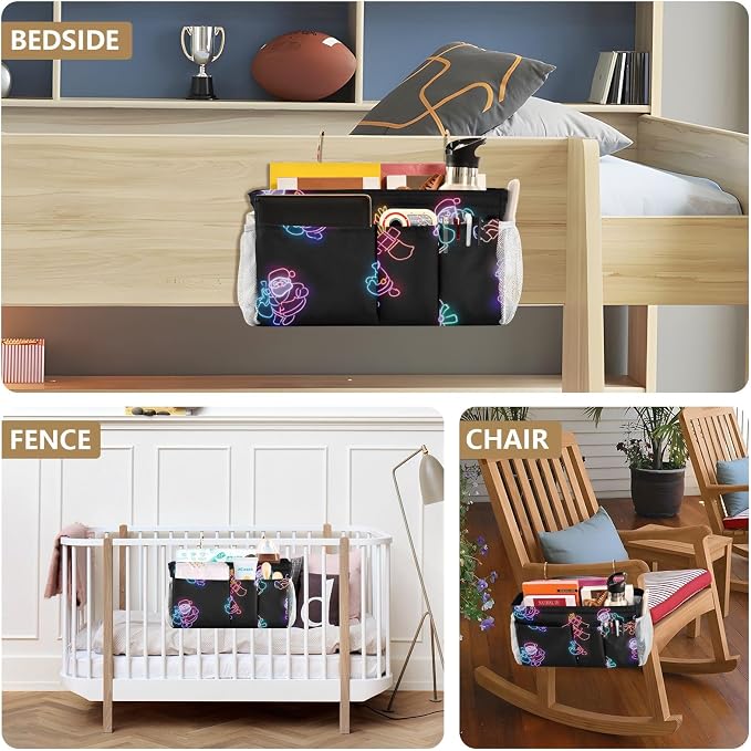 Bedside Caddy Metal Frame Hanging Organizer Bunk Bed Dorm Accessories Hook And - Image 8