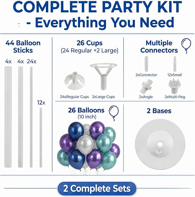 Balloon Column Stand Kit with Balloons, Base and Pole, Balloon Column Kit - Image 2