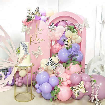 Butterfly Balloon Arch Kit, Metallic Pink Cream Balloons Foil Balloons - Image 3