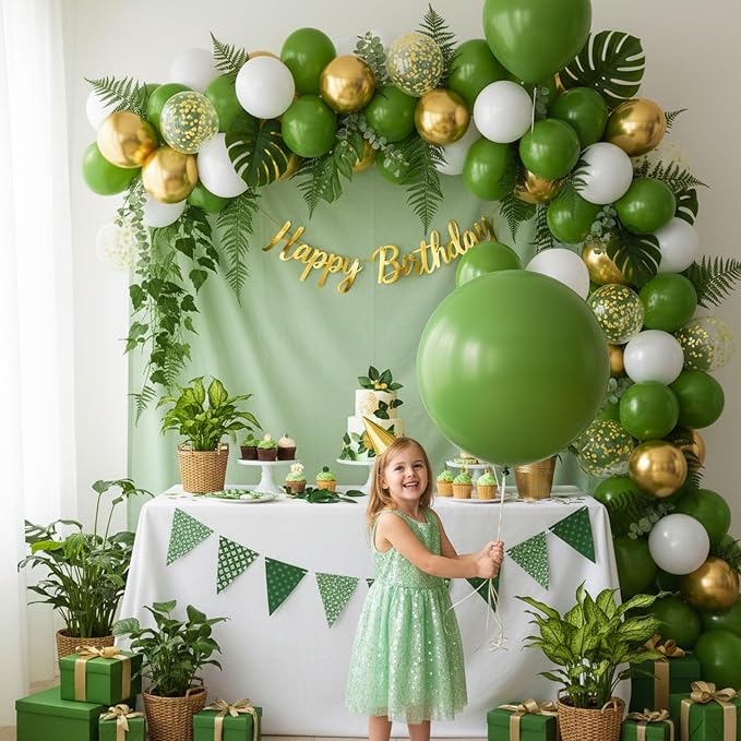 LOVESTOWN 150PCS Green White Gold Balloons Different Size of 18 12 10 5Inch | - Image 2