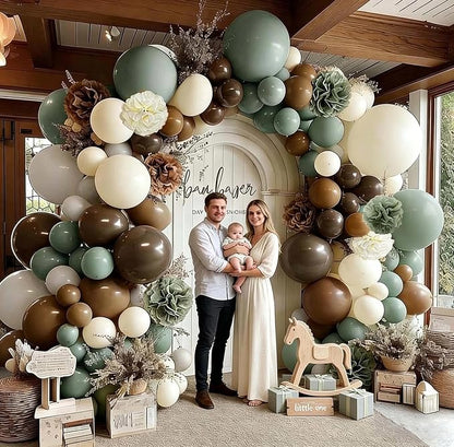 Green Brown Balloon Arch Double Stuffed Dusty Sage Green Brown Neutral Nude - Image 2