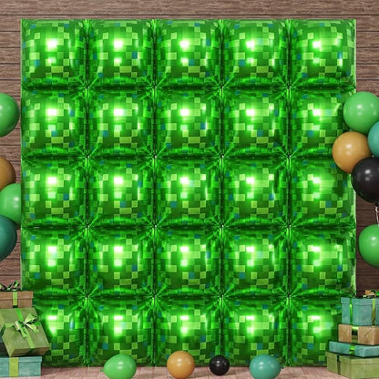 HILAVO Green Pixel Square Balloon Wall by HILAVO