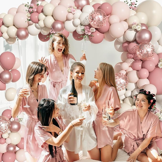 156Pcs Boho Blush Pink Balloons Arch Garland Kit Different Size | Retro Dusty - Image 3