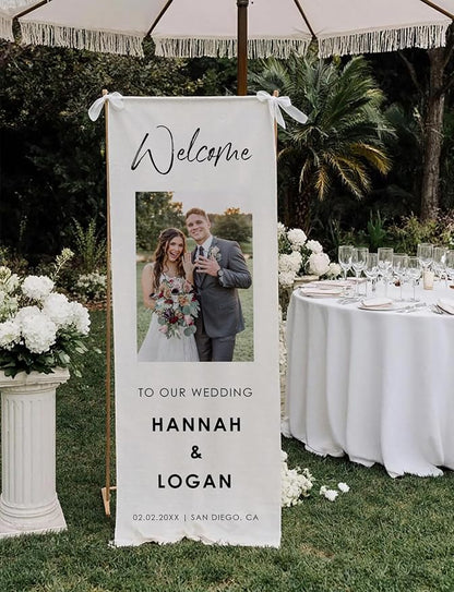 Personalized Wedding Welcome Sign Linen Banner - Image 3