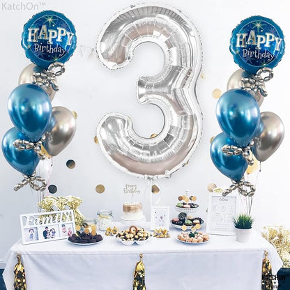 KatchOn Silver Number 3 Balloon 40 Inch, Birthday Decorations - Image 6