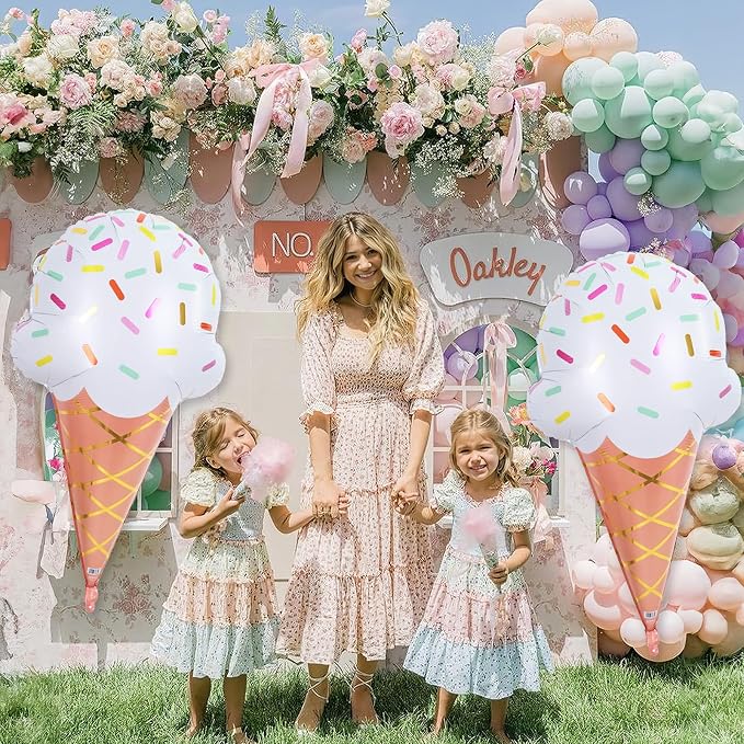 32 Inch Large Ice Cream Balloons Cone Kit, Giant Sweet Ice Cream Sprinkle Foil - Image 4