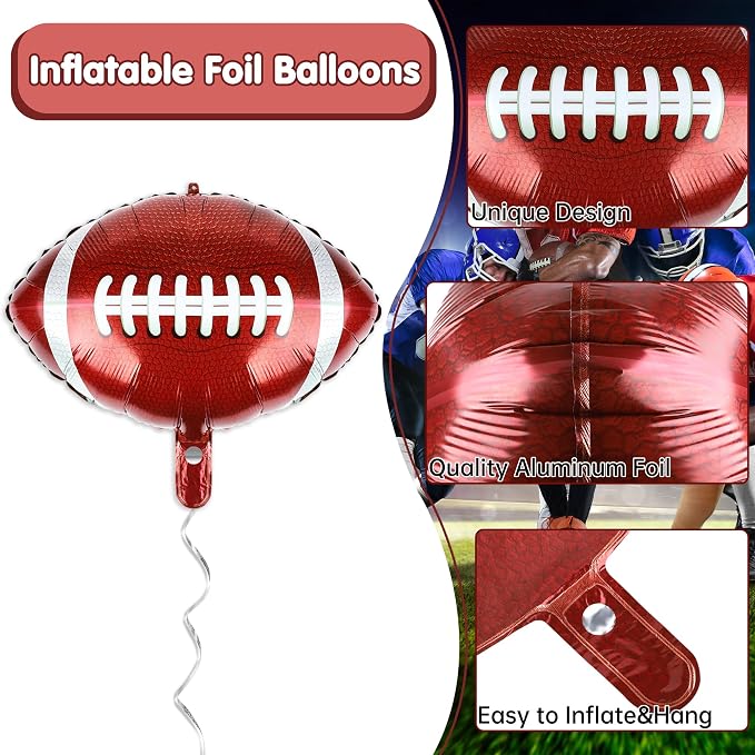 Fovths 12 Pieces Inflatable Football Balloons 18 Inches Footballs Foil Balloons - Image 3
