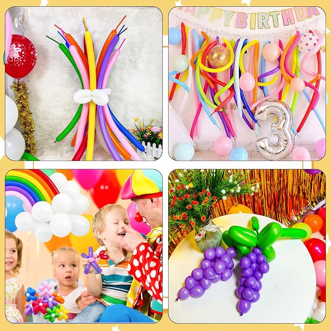 Pink 260 Long Skinny Twisting Animal Balloons, Rainbow Balloons - Image 9