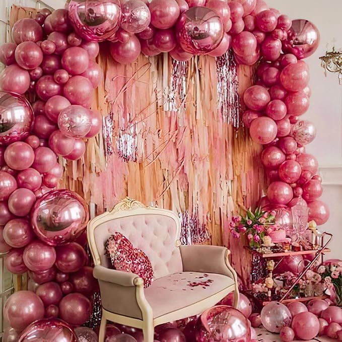 PartyWoo Metallic Pink Balloons 140pcs Chrome Hot Pink Magenta Fuchsia | 18 12 - Image 5