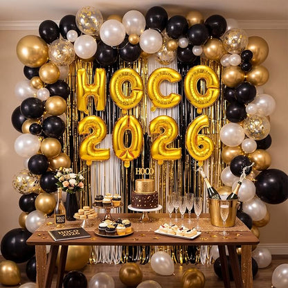 8 Pcs HOCO 2026 Foil Letter Balloons, 16 Inch Gold Alphabet Balloon Banner - Image 3
