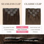 GOO GOO Clip in Hair Extensions Real Human Hair, Remy Human Hair Extensions Clip ins for Women, Natural Human Hair, 16inch 130g 7Pcs, 4A Chocolate Brown