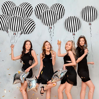 12 Pcs Black and White Striped Balloons, 18 Inch Halloween Foil Balloon - Image 4