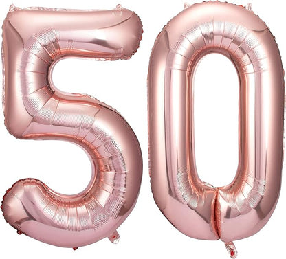Jonhamwelbor 50 Number Balloons Rose Gold Big Giant Jumbo Number 50 Foil Mylar by Jonhamwelbor