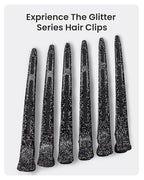 AIMIKE Extended Sectioning Hair Clips w/Built-in Silicone Band, 4.8" No-Crease Non-Slip Hair Styling Clips for Thick, Curly Hair –Blow Drying, Hair Rollers, Rust-Free – 6 Pack, Glitter Duckbill Clips
