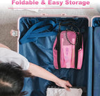 Cosmos Mesh Shower Caddy Toiletry Organizer Hanging Shower Tote Bag, Quick Dry Shower Organizer Portable Bath Bag with Durable Zippers & Side Pockets for Travel Gym Swimming Beach & Camp (Hot Pink)