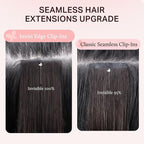 DOORES Clip in Hair Extensions Set 16 Inch 120g, 4pcs Invisi Edge Clip ins and 3pcs Classic Seamless Clip ins, Injected Virgin Real Human Hair Extensions Natural Invisible Straight, #1B