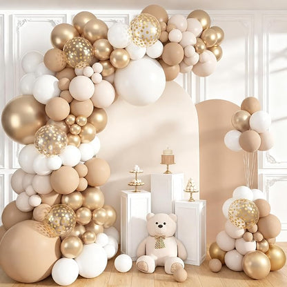 152Pcs White Sand Metallic Champagne Gold Balloons Arch Kit | Different Sizes by OUDDYLIFE