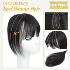 Hair Toppers for Women Real Human Hair Toppers for Women with Bangs 100% Real Human Bangs 10 inch Swiss Base Hairpieces for Thinning Hair（Natural Black）