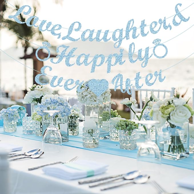 Ctosree Love Laughter & Happily Ever After Banner, Pre-strung, Ever After - Image 7
