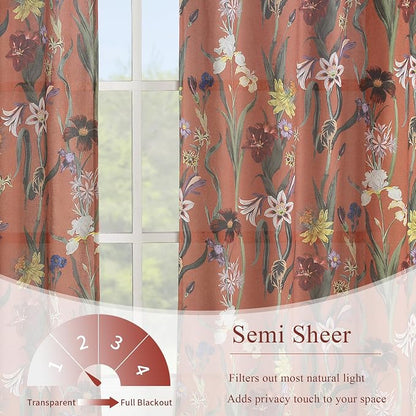 Schweek Terracotta Boho Curtains 63 Inch Long 2 Panels Drapes - Image 3