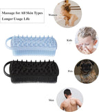 2 PC Silicone Body Scrubber, 2 in 1 Exfoliating Shower Bath Scrubber, Soft Silicone Loofah for Sensitive Skin, Shower Hair Scalp Massager, Easy to Clean, Lather Well (Blue&Black)