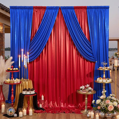 20ft x 10ft Red Royal Blue Sequin Backdrop Curtain - Image 8